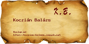 Koczián Balázs névjegykártya